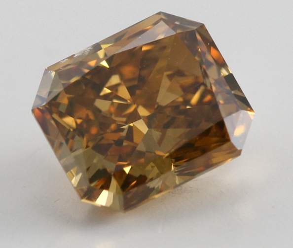 Radiant Cut Loose Diamond (1.07 Ct, Natural Fancy Deep Brownish Orangy Yellow, SI2) GIA Certified